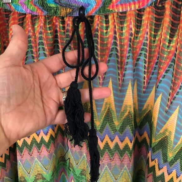 Mix Nouveau Multi Color Chevron Column Print Elastic Waist Maxi Skirt Size Small - Picture 4 of 9